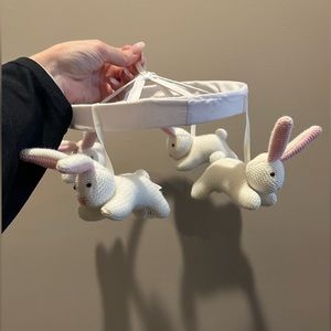Pottery Barn crib mobile - white bunnies
